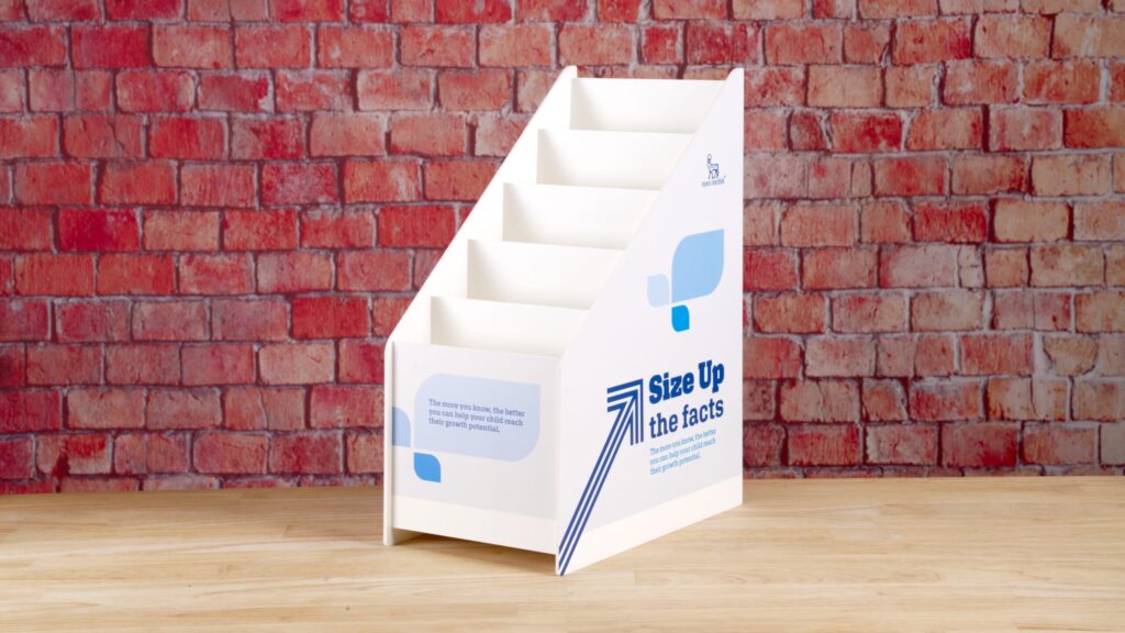 Five-tier literature holder printed in full color