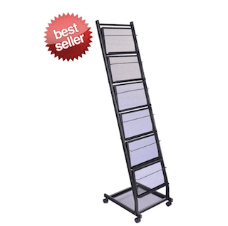 6 Shelf Small Mobile Literature Rack