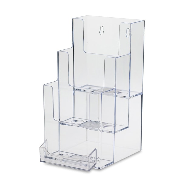 Clear 3 pocket brochure holder wall or countertop with business care holder